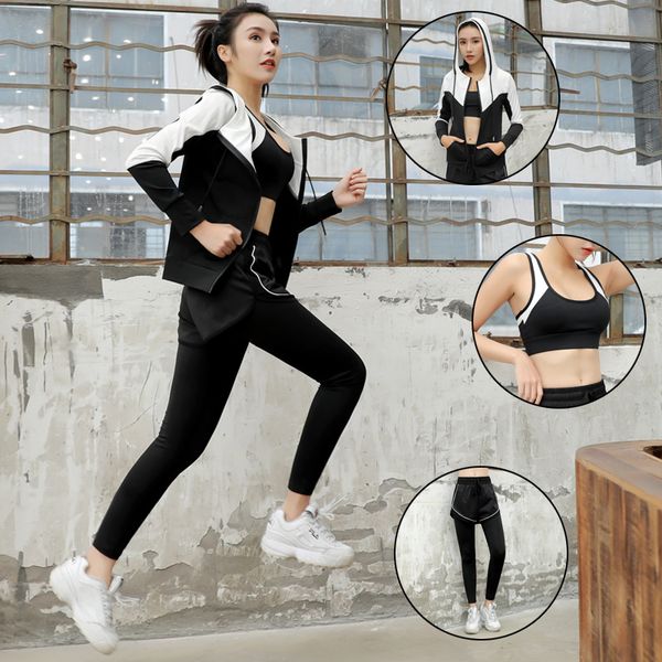 

2019 new female unicorn cartoon print fitness suit wear for womens gym bra+leggings workout clothing, White