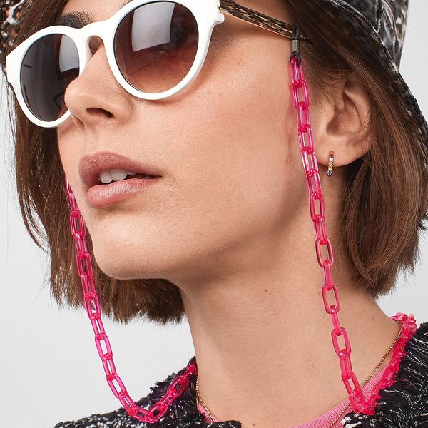 

70cm acrylic sunglasses chain fashion multicolor reading glasses lanyard strap adjustable neck chain eyeglass lanyard, Silver