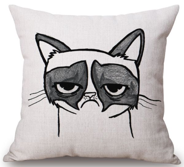 

black white cat kitty neck body pillowcase linen bed pillows cover couch seat cushion throw pillow home decoration family gift
