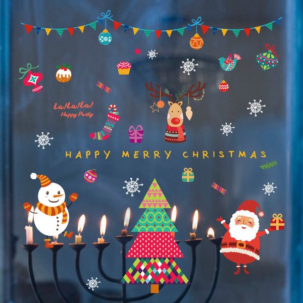 

creative festival christams wall sticker kids room bedside shop glass window door stickers christmas decorations for home murals