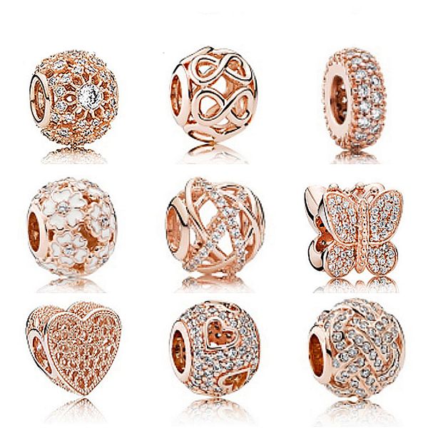 

новый s925 стерлингового серебра pandora rose clear cz шарм бусины коллокации браслет diy браслет бусины для ювелирных изделий завод оптовая, Black