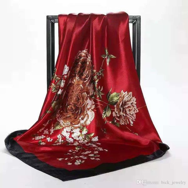 

fashion latest luxury women square scarf brand new designer shawls floral print scarves 90*90 cm, Blue;gray