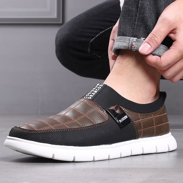 

2019 pu leather men casual shoes flats men's shoes cc-326, Black