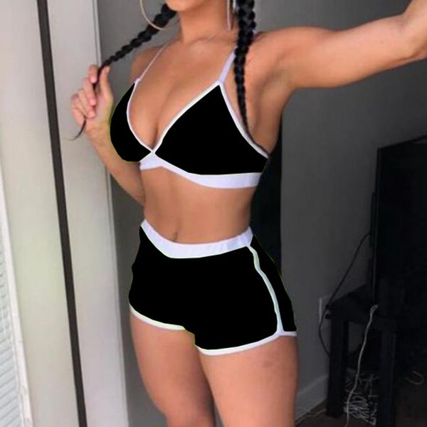 

new sports series women's set women beach bathing bikini set solid ladies bikinis spaghetti strap suits +bottoms beachwear, White