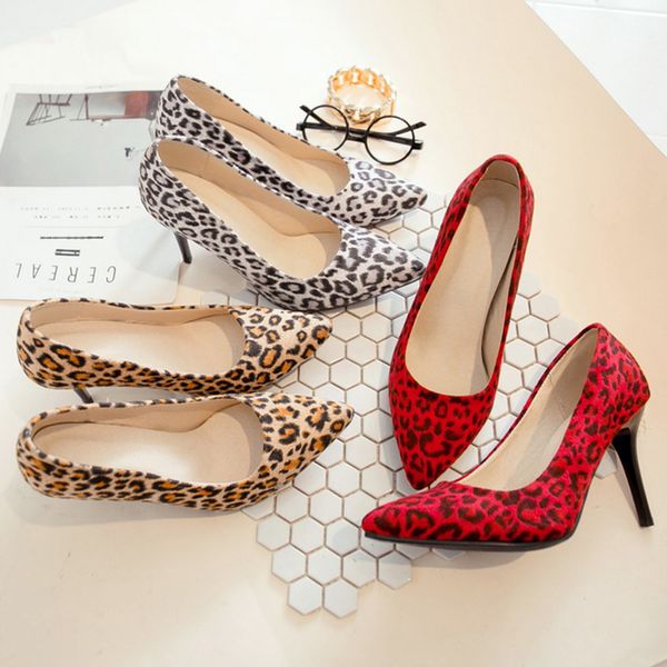 

female handmade leopard print shoes women pumps high heels 2020 new pointed toe stilettos extreme thin heel red big size 45 y200702, Black
