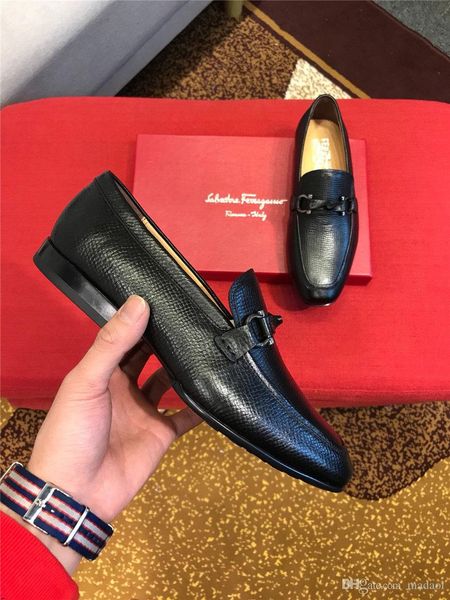 

18fw 2020 new patchwork oxfords italian men brogue wedding slip-on leather formal party shoes men luxury dress shoes lisy1, Black