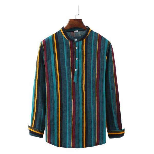 

fashion cotton linen striped shirt men slim long sleeve spelling color shirt edition men's 2019, White;black