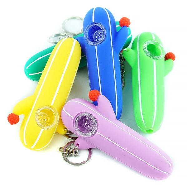 

Силиконовые ручные трубки для курения Bong cactus Water Pipes стеклянная чаша силиконовые Bongs Heady Mini Трубочный воск Масляные буровые установки травы Кальян Портативный