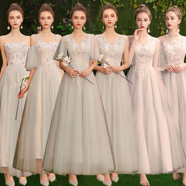 

he's bride elegant bridesmaid dress grey sisters' dresses party banquet formal wedding long gown summer evening dresses custom, White;black