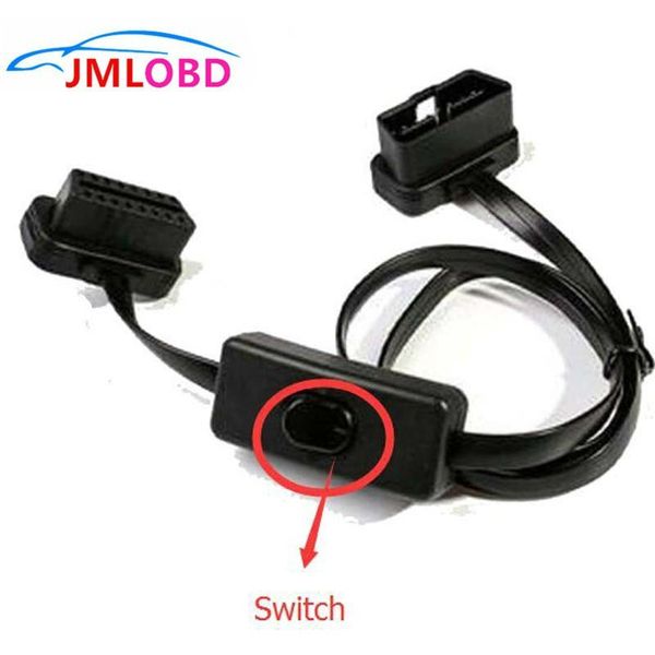 

obdtool flat+thin as noodle 60cm obd 2 obdii obd2 16pin male to female elm327 diagnostic extension cable connector with switch