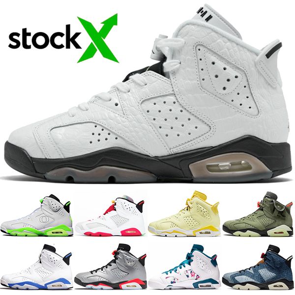 

wholesale 2020 jumpman basketball shoes men alligator laser fuchsia fashion youth travis scotts 6s sport blue oregon trainer sneakers, Black