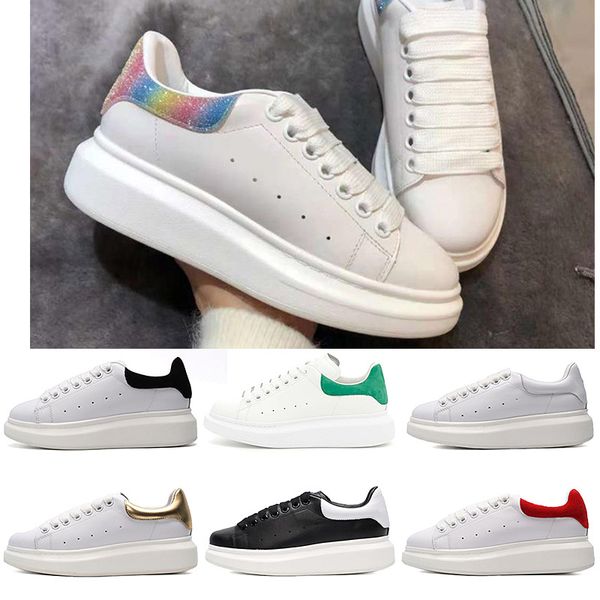 

2019 new Designer fashion Reflective white leather casual shoes black gold red girl women mens brand flat shoes size