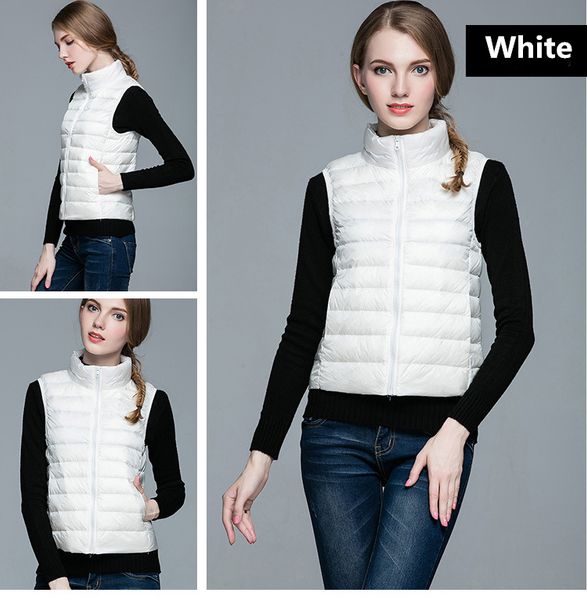

10 colors available winter autumn down vest women outwear slim zipper down coat woman 2018 fashion caual light thin vests s-3xl, Black