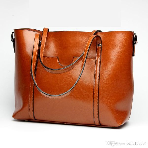 

genuine leather new own brand totes with shoulder belts women casual handbags large volume middle totes 3 layers inside single shoulder bag