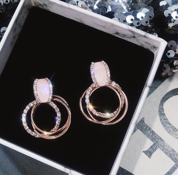 

fashion- pin studded geometric circle earrings ladies temperament korean simple personality earrings earrings ing, Silver