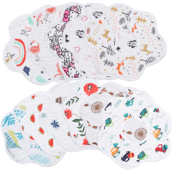 

2019 brand baby bibs girl boy kids toddler feeding muslin burp cloth scarf 8 layer cotton bandana bibs saliva towel baby stuff