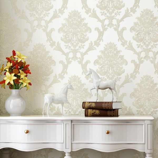 

3d coining type europe damascus big flowers pattern wallpaper roll non-woven high grade home decorating living room tv bedroom backdrop