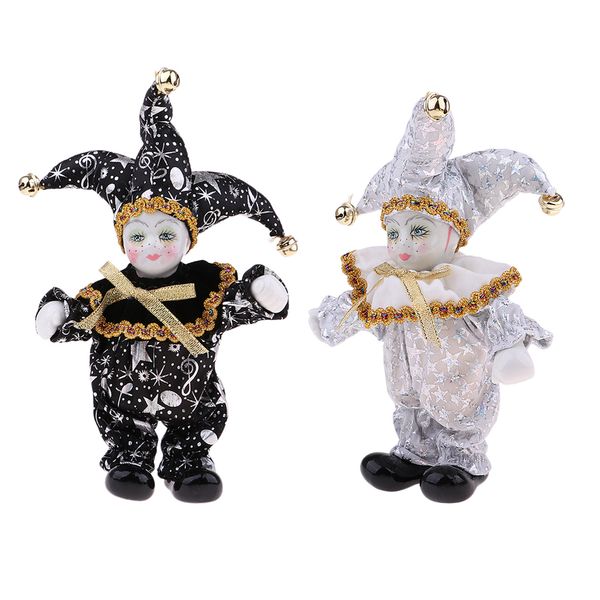 

set of 2pcs porcelain dolls collectible 6inch height harlequin doll in costume, creative valentin gifts for him or girlfriend