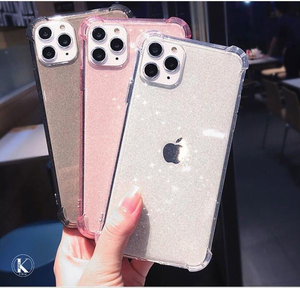 

quickstand bling fashion case for iphone 11 pro xs max xr 6s 7 8 plus full cover shockproof clear soft tpu gitter phone case for galaxy s10