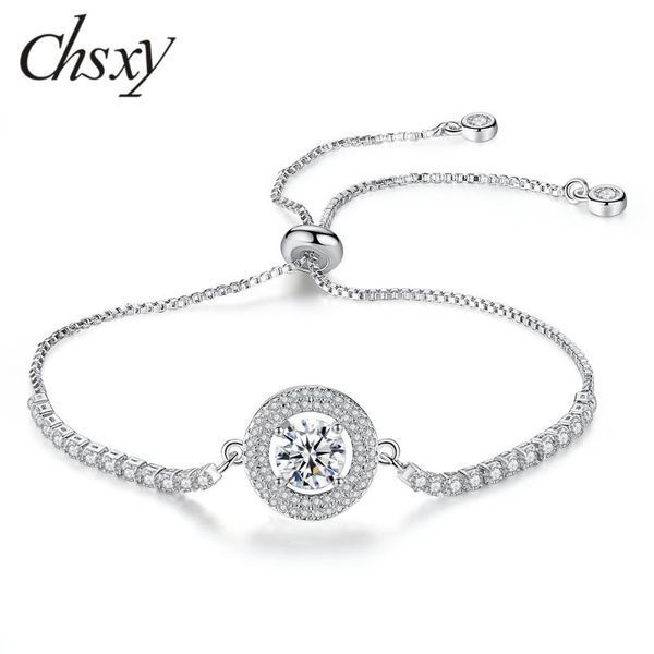 

chsxy round cubic zirconia box chain bracelets micro paved zircon crystal bracelet for women 2020 jewelry, Golden;silver