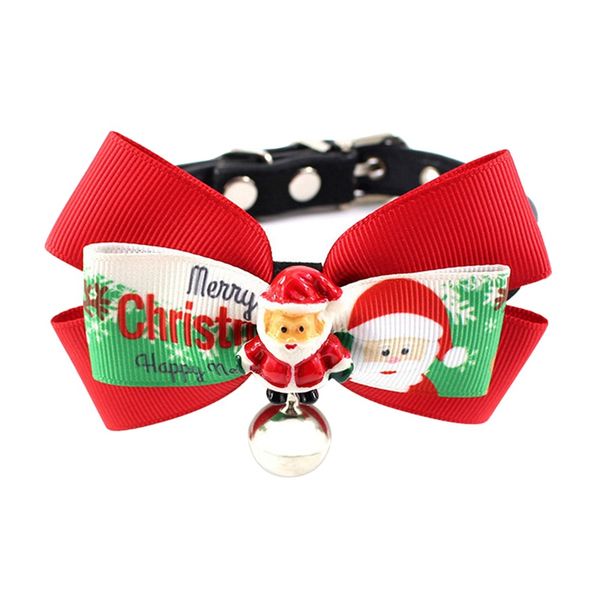 

cute pet dog christmas decoration grooming large ribbon bowknot adjustable collar with bell for cats dogs accessories