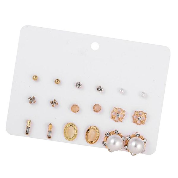 

9 pairs chic fashion women earrings stud mixed styles flower earrings stud, Golden