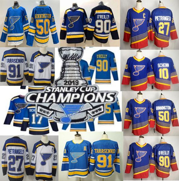 

2019 stanley cup джерси чемпионов сент-луис блюз 50 binnington 90 о'райли schenn 91 хоккей на льду джерси владимир 27 пьетранджело, Black;red