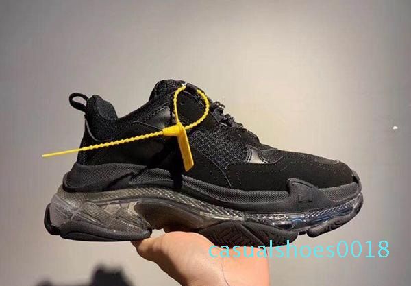 

2019 париж 17fw triple-s кристалл bottom зеленый люкс папа обувь платформа тройных кроссовки для mens женщин vintage kanye дедушки тренеры c, Black