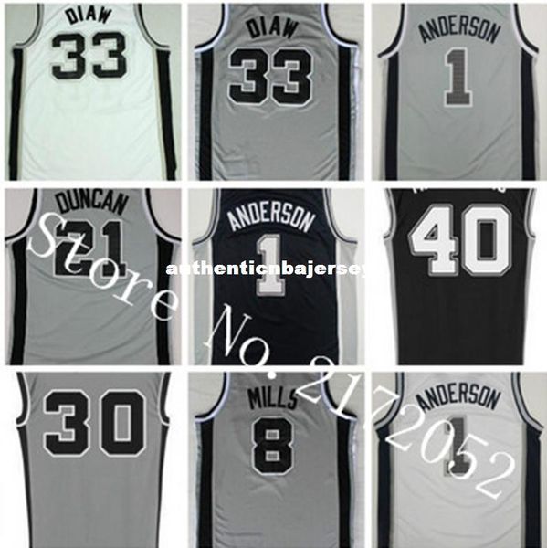 

1 kyle anderson 33 boris diaw basketball jerseys 8 patty patrick mills 30 david west jersey black 40 boban marjanovic ncaa college, Black;blue