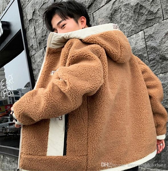 

jacket long sleeve plus size mens coats mens designer jacket fashion letter teenager lambs wool winter, Black;brown