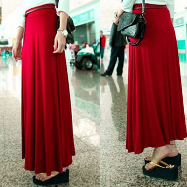 

basic long skirt women black elastic waist jersey longline skirts bohemia new fashion casual slim autumn maxi skirt