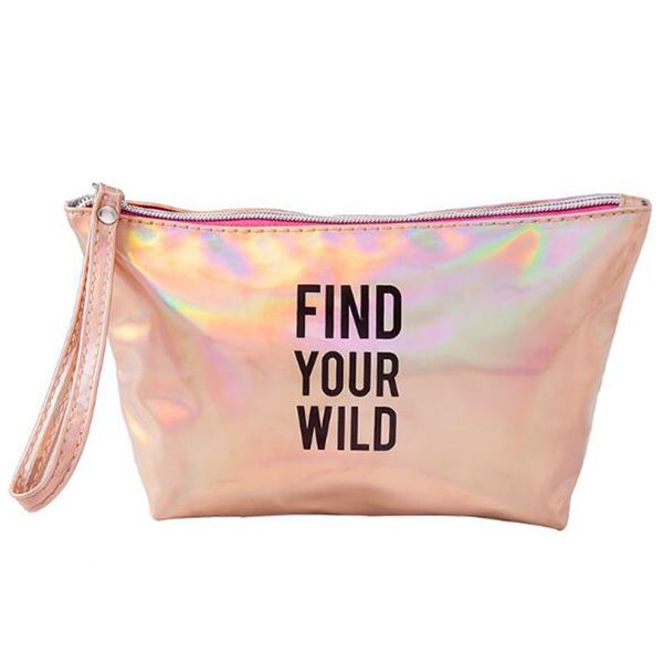 

fashion women laser colorful clutch make-up bag shiny cosmetic bag holographic hologram laser pu wash