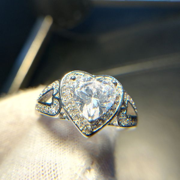 

eleple large heart ring brilliant cubic zircon jewelry wedding bands rings for women white gold color fashion jewelry vsr193, Silver
