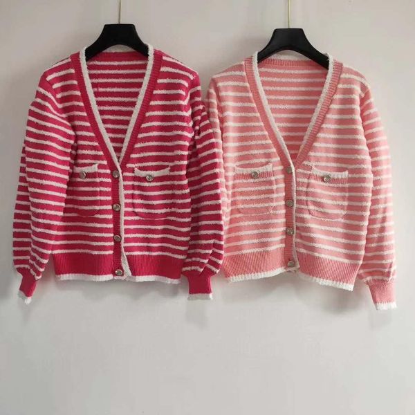 

303 2020 летний бренд тот же стиль свитер кнопка кардиган розовый красный круглый вырез мода роскошная женская одежда kint qian, White;black