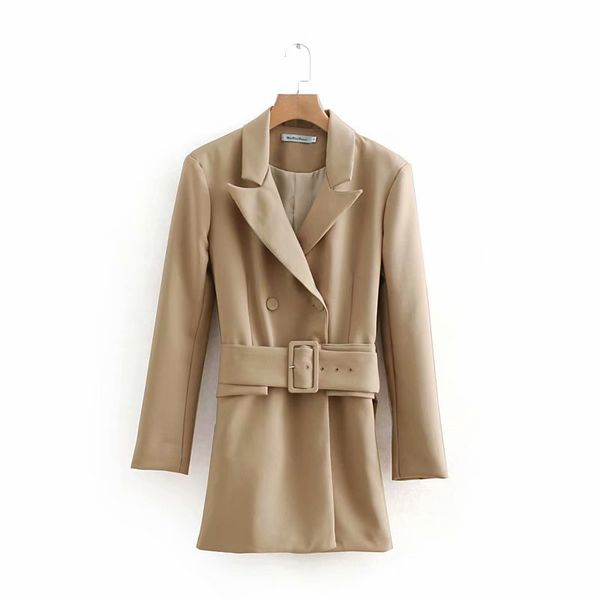 

2019 women khaki casual spring autumn jacket female elegant adjustable waist with belt long sleeve outwear casaco feminino, Black;brown