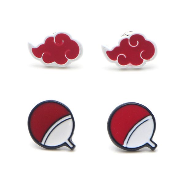 

zf782 1pair anime naruto anime lovers stud earrings for women enamel stainless steel pierce korea earrings cool jewelry gift, Golden;silver