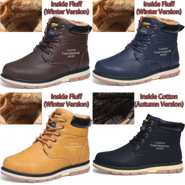 

surgut men boots autumn winter with fur 2020 warm snow boots men casual boots work shoes men footwear fashion ankle shoes 39-46, Black