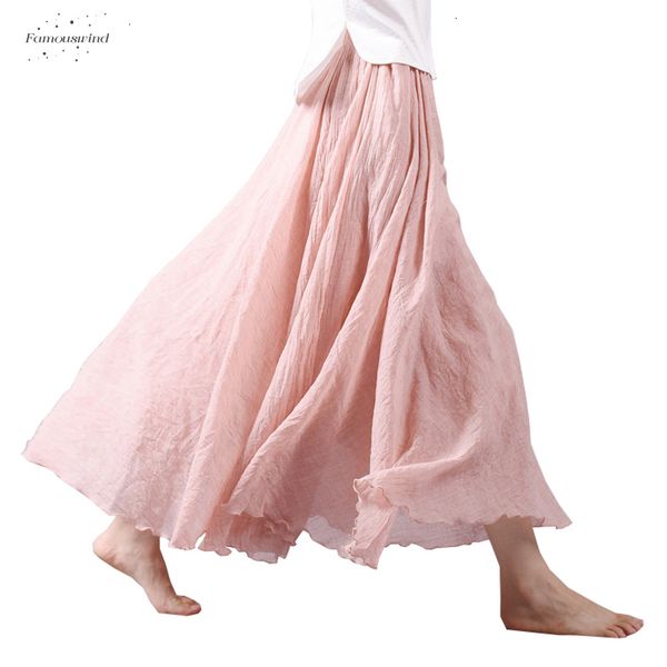 

дизайн мода лето женщины юбка белье хлопок старинные длинные юбки эластичный пояс boho бежевый розовый макси saia faldas юбки, Black