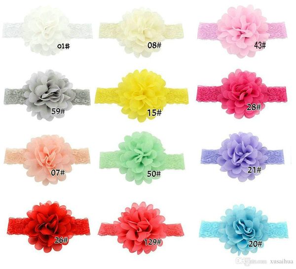 Süße große Chiffon-Blume, weiches Lesbine-Haarband, neugeborenes Baby, modische Haar-Accessoires, 12 Farben gemischt