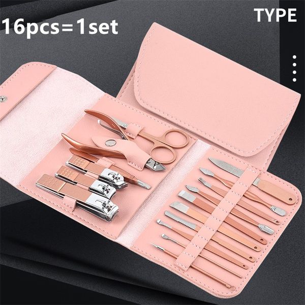 

4/12/16/pcs/sets new rose gold stainless steel manicure nail clipper cutter trimmer kits pedicure scissor nail tools set