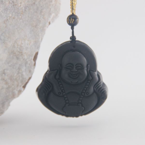 

sell black crystal liuli laughing buddha statue as buddha figurines for buddha idol necklace to young people, Silver