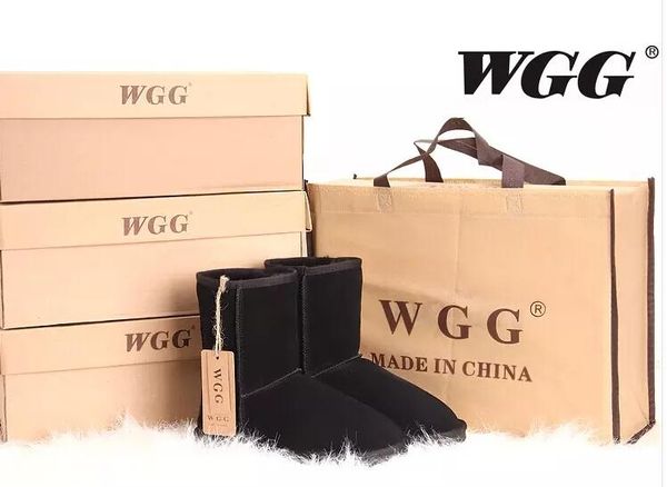 

factory 2019 classic wgg brand women popular australia genuine leather boots fashion women's snow boots us5--10, Black
