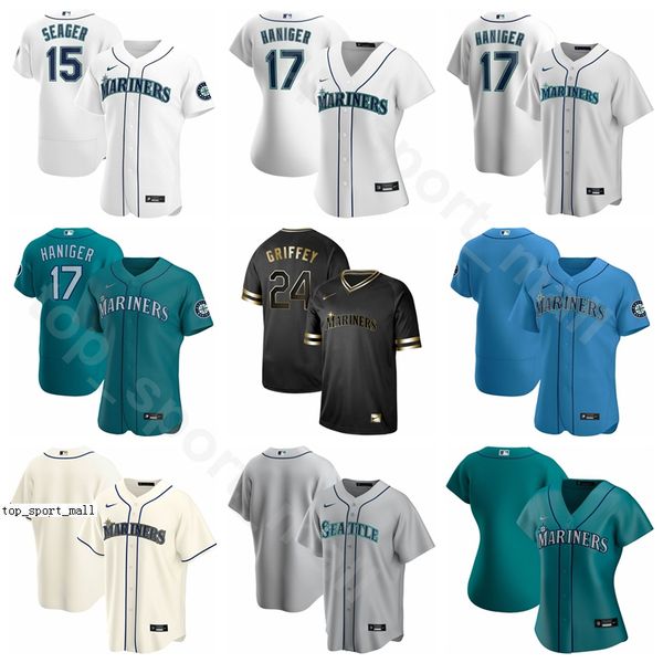 

2020 new baseball 17 mitch haniger jersey 9 dee gordon 0 mallex smith 20 daniel vogelbach 15 kyle seager marco gonzales yusei kikuchi, Blue;black