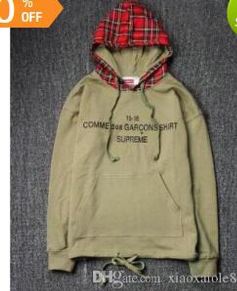 

2018 new fw17 x cdg hooded weat hirt plaid hoodie, Black