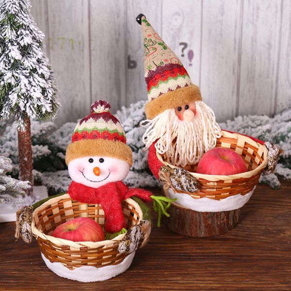 Lovely Christmas Candy Storage Bamboo Xmas Gift Holder Basket Home