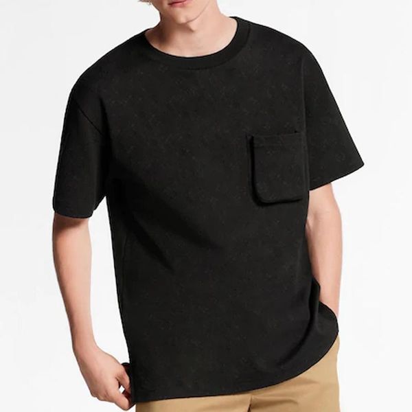 

20ss jacquard monogram t-shirt classic 3d pocket tee simple short sleeves crew neck summer high street t-shirt men women fashion hfhltx115, White;black
