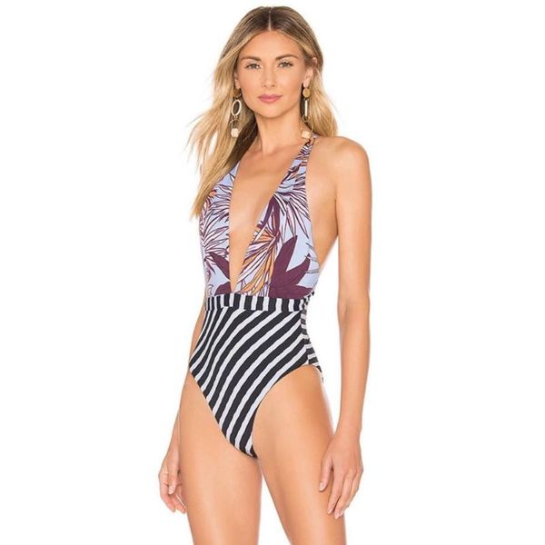 

2019 one-piece swimsuit push up swimsuit women's back cross deep v one-piece fashion, White;black