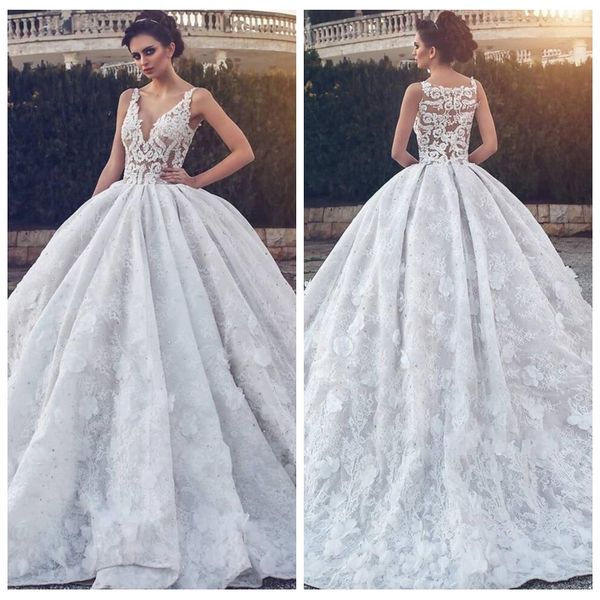 

ball gown lace v neck beach country wedding dresses bridal gowns 2019 abiti da sposa milla nova wedding gowns, White