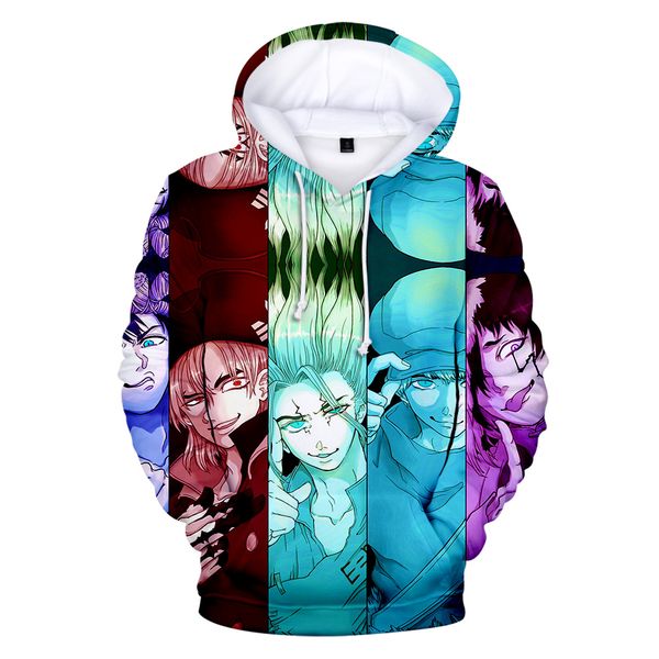 

personality dr. stone hoodies men/women sweatshirts fashion anime dr. stone hoodies mens winter sweatshirt kids winter cap, Black