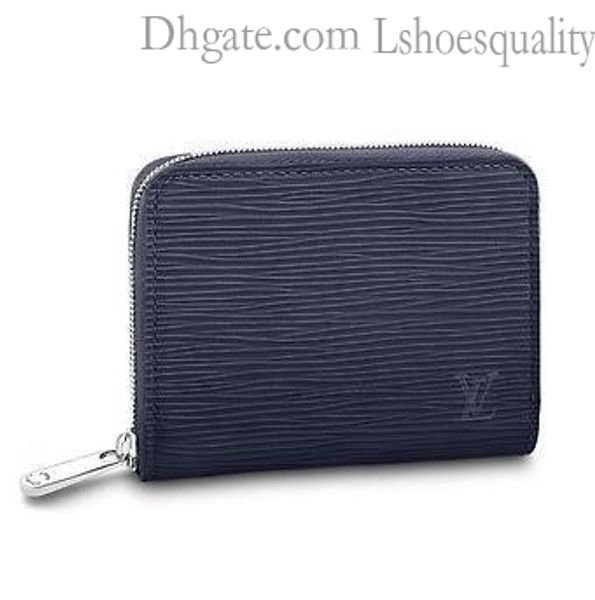 

m60384 zippy coin purse water ripple blue real caviar lambskin chain flap bag long chain wallets key card holders purse clutches evening